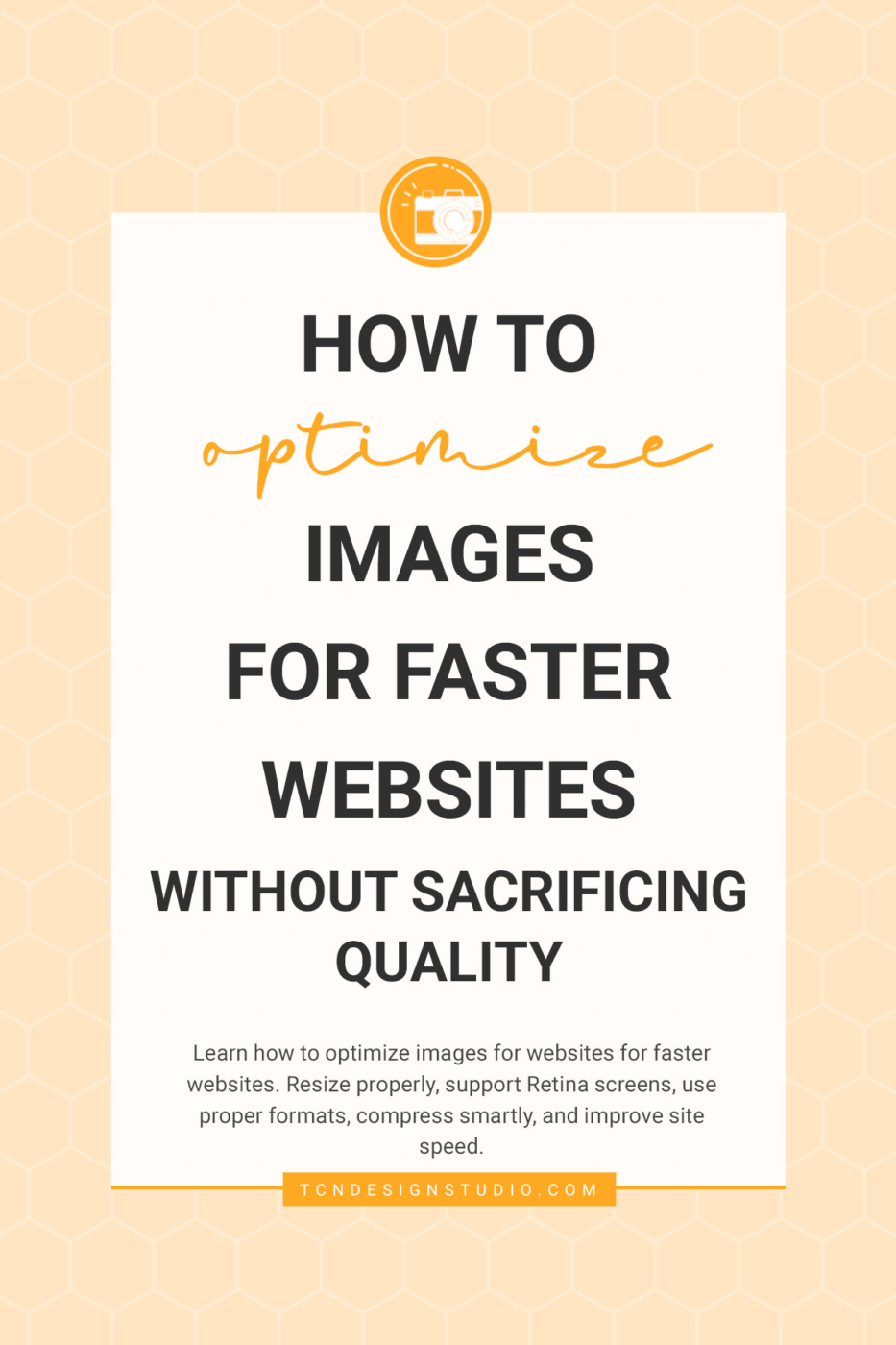How to Optimize Images for Faster Websites (Without Sacrificing Quality). cover image solid color with title text overlay