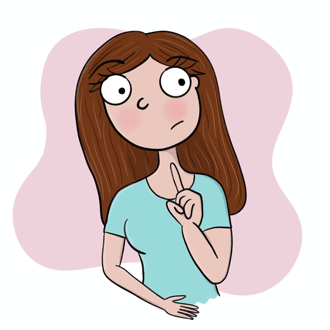 Illustration a girl with cautious face with the finger up