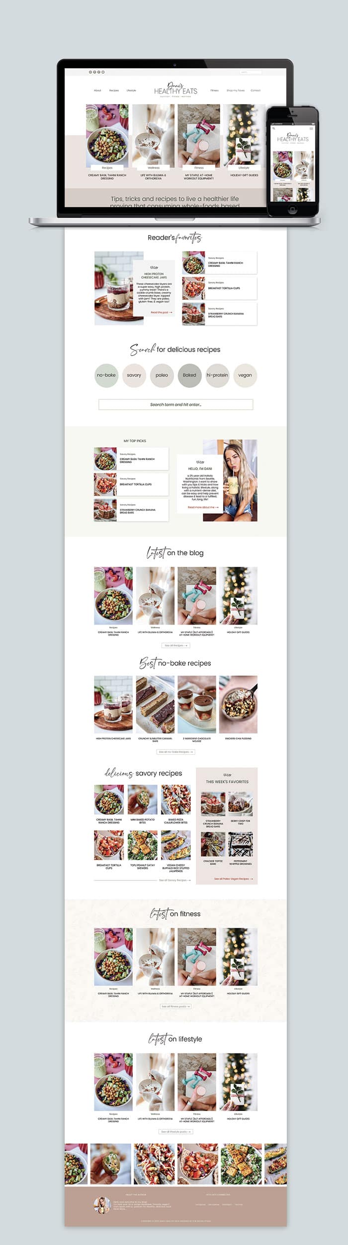 The Homepage of Dani's Healthy Eats Website Design 2022
