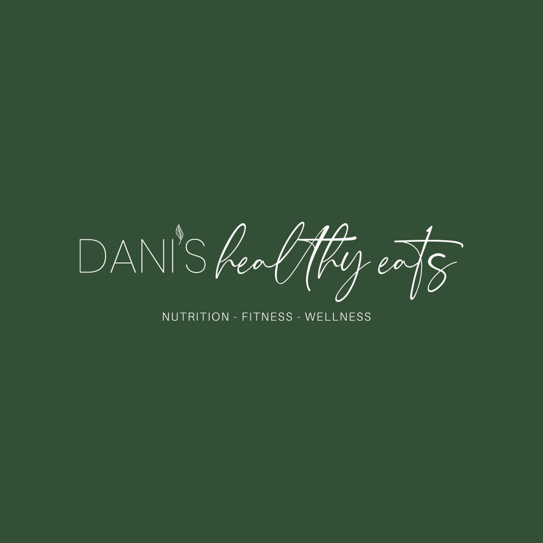 Dani's Healthy Eats Alternate Logo white on dark background