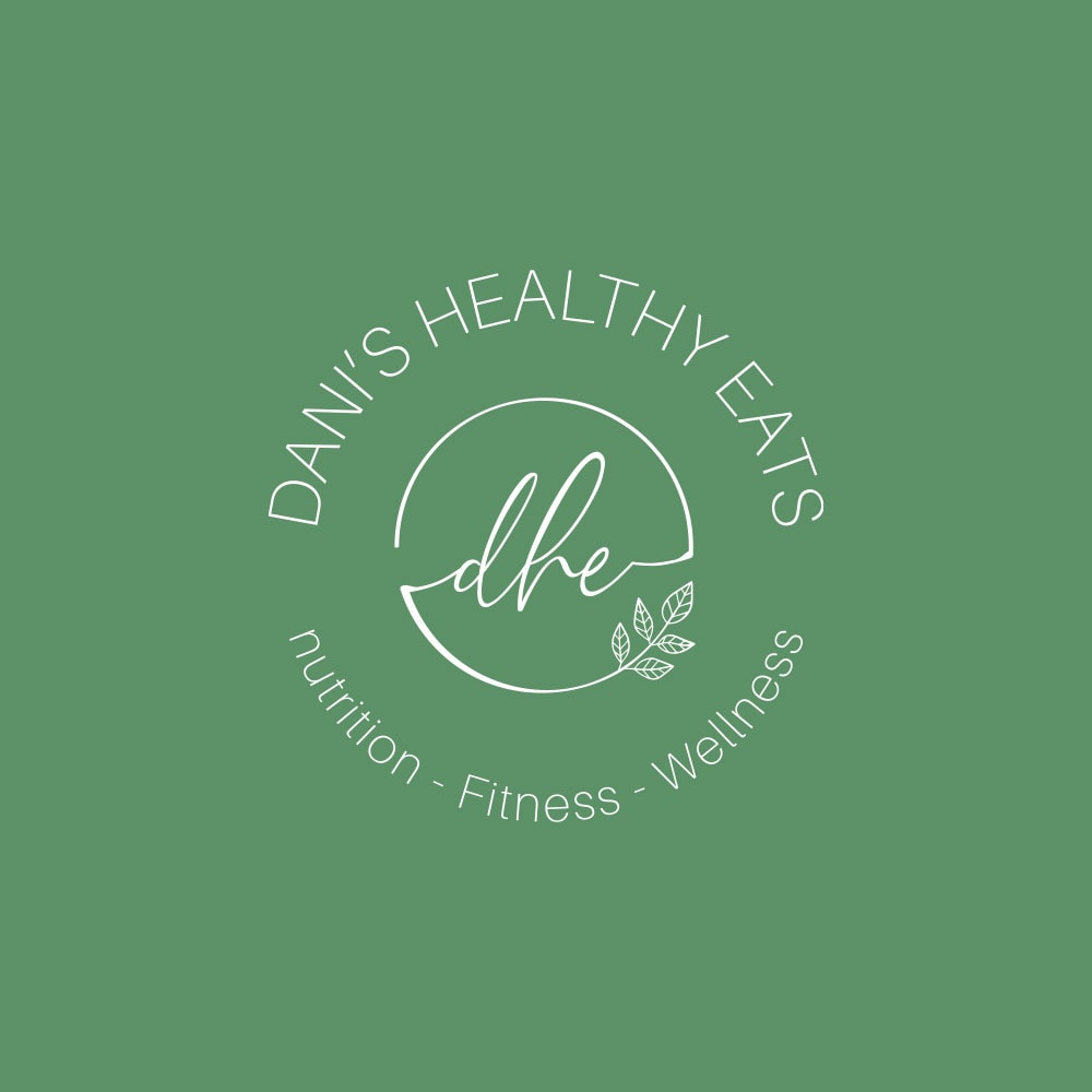 Dani's Healthy Eats Submark Logo white on dark background