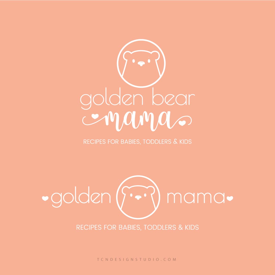 Golden Bear Mama Alternate Logo White on dark background