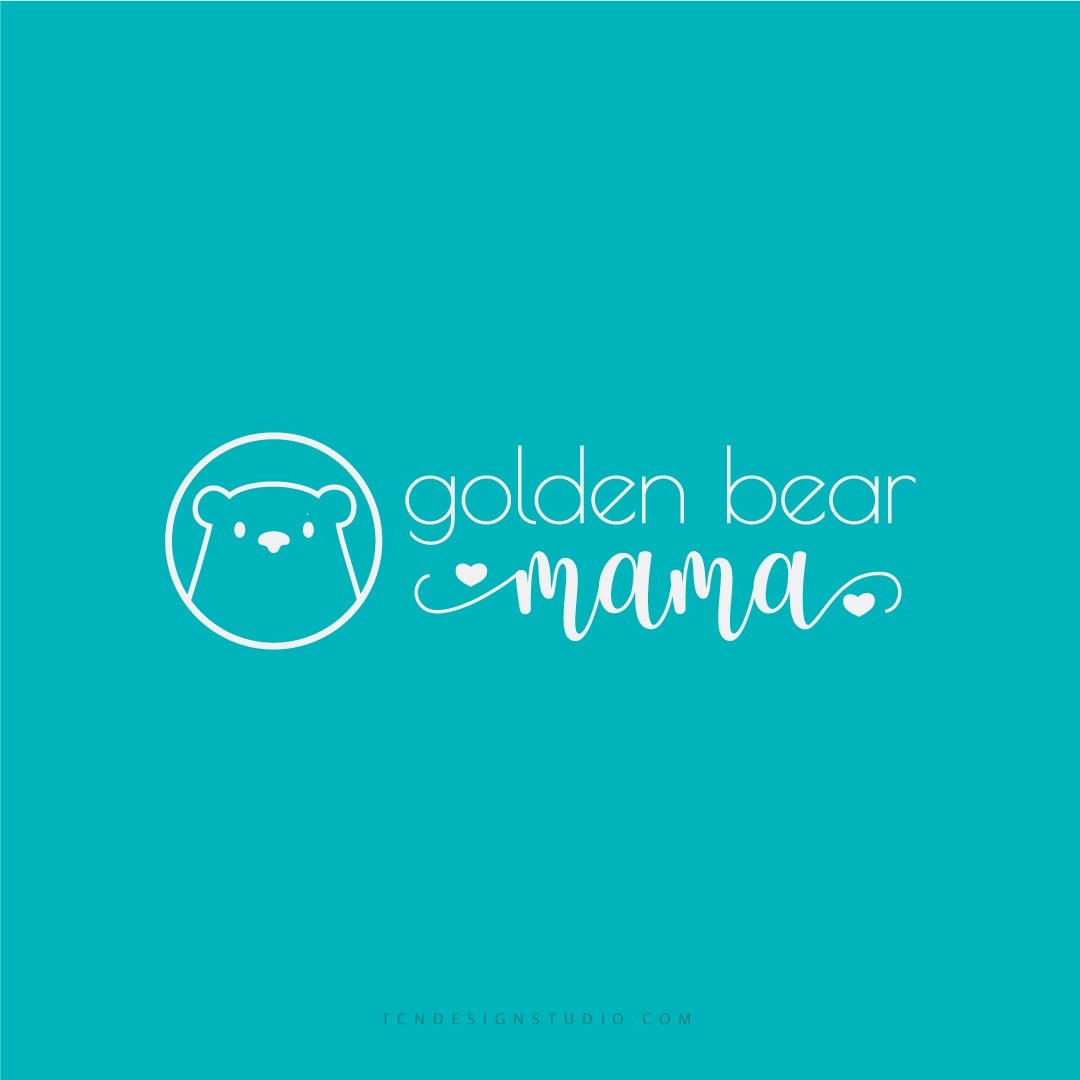 Golden Bear Mama Main Logo White on dark background