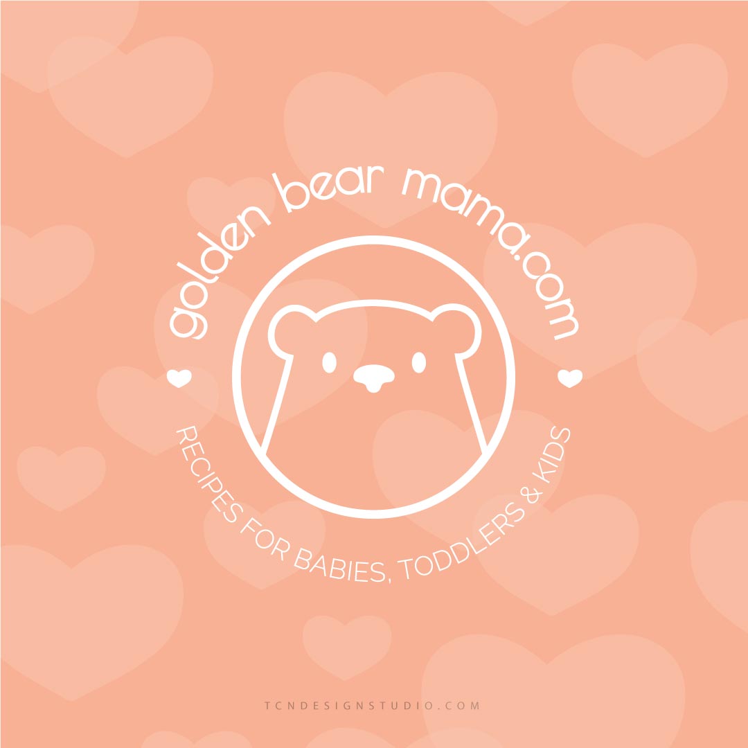 Golden Bear Mama Submark Logo full color on Branding Pattern Background