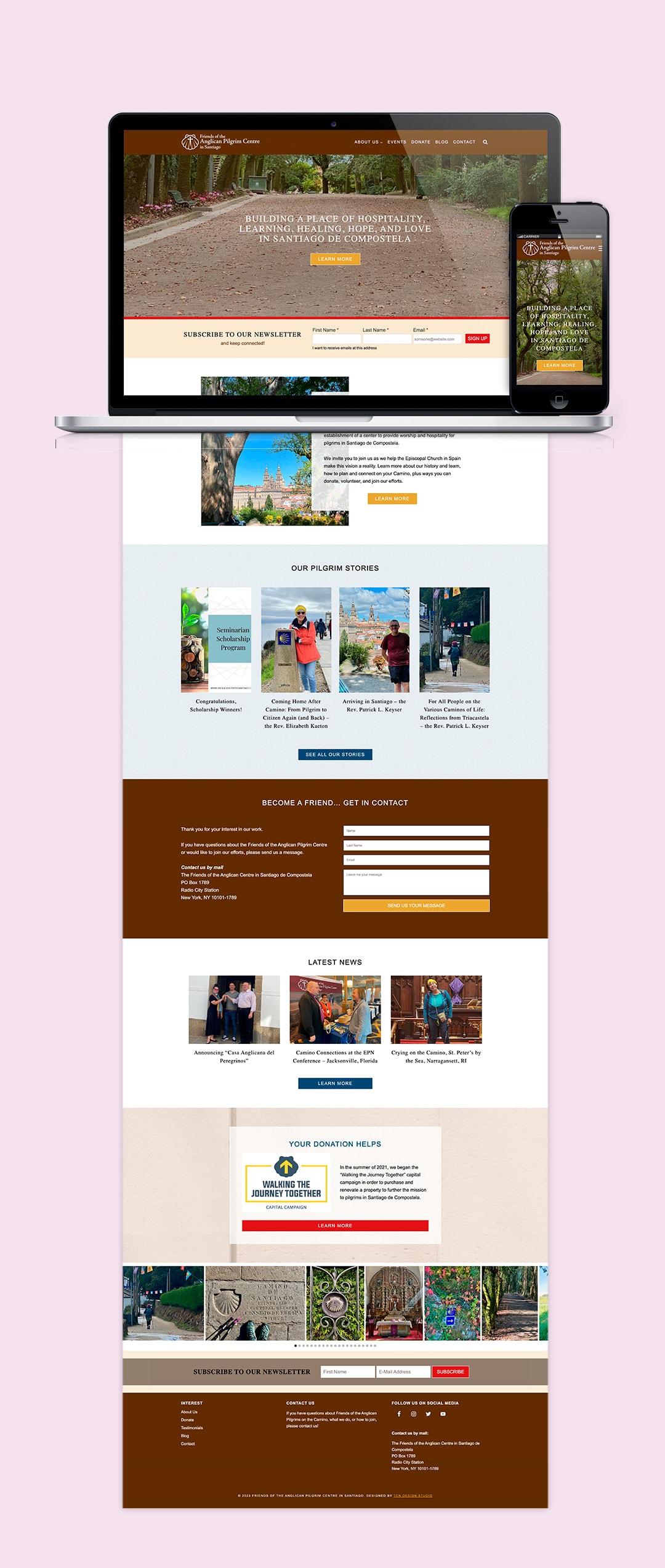 The Homepage of Friends of The Anglican Pilgrim Center's Website Design 2022