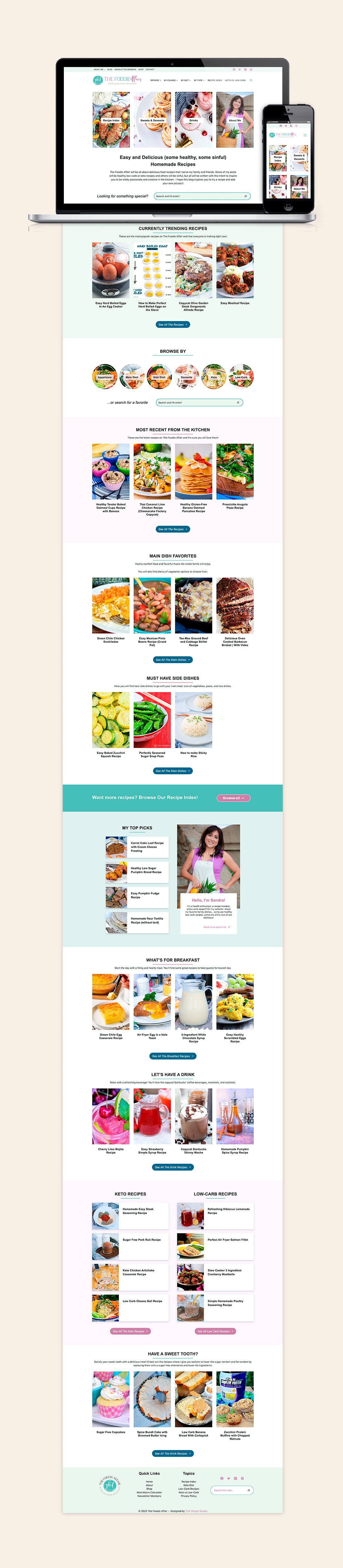 The Homepage of The Foodie Affair's Website Design 2023