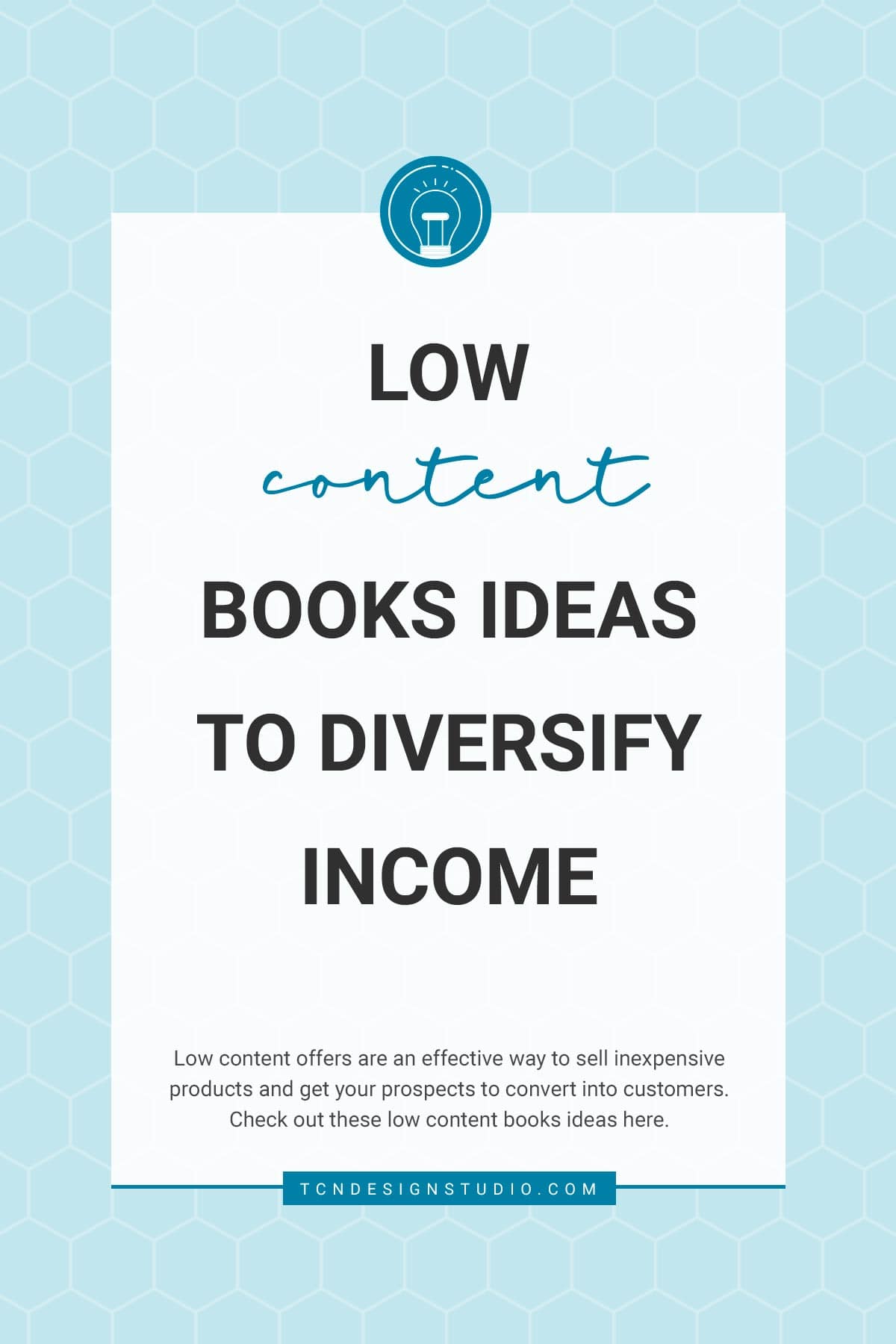 Low Content Books Ideas: Increase Revenue without Spending Hours Development Cover image with solid brackgrounds and title text overlay