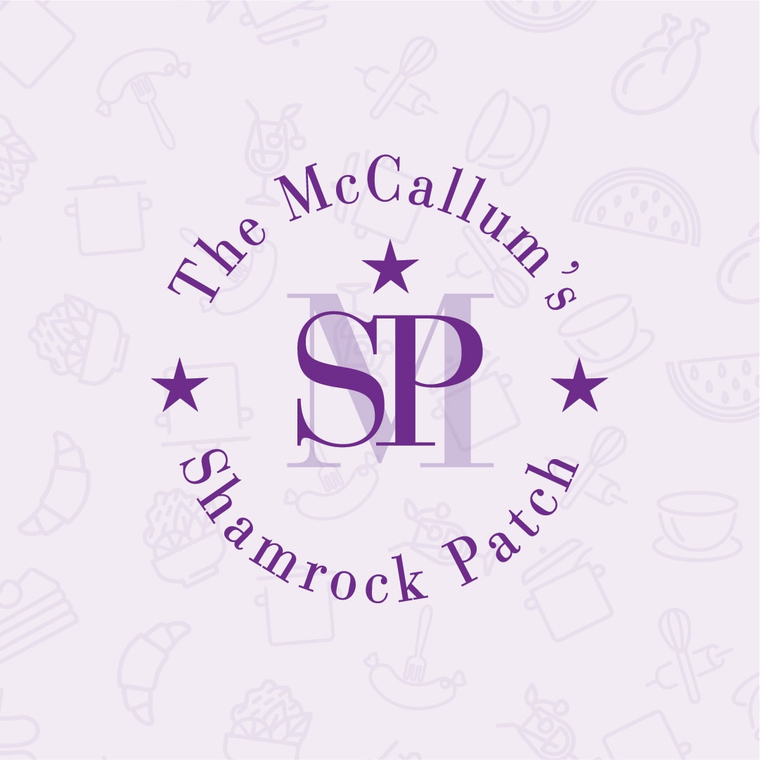 MSP Blog Submark Logo 2 Purple over ligh purple patterned background