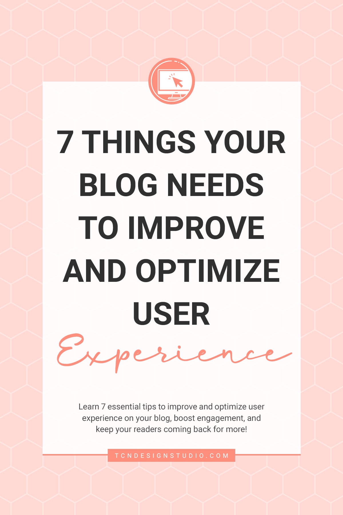 7 Things Your Blog Needs to Improve and Optimize User Experience cover image solid color with title text overlay