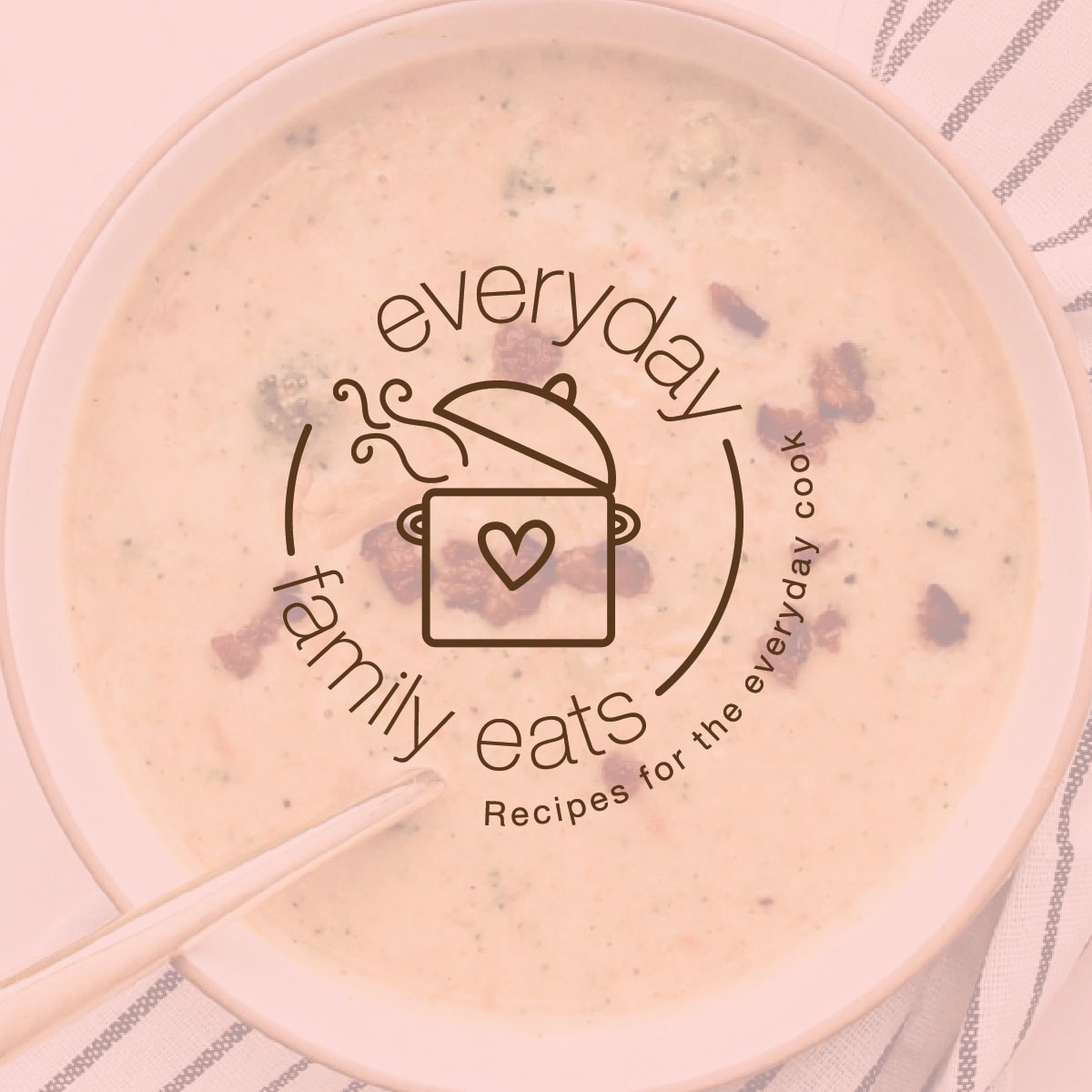 Everyday Family Eats Submark Logo Brown on overlay photo