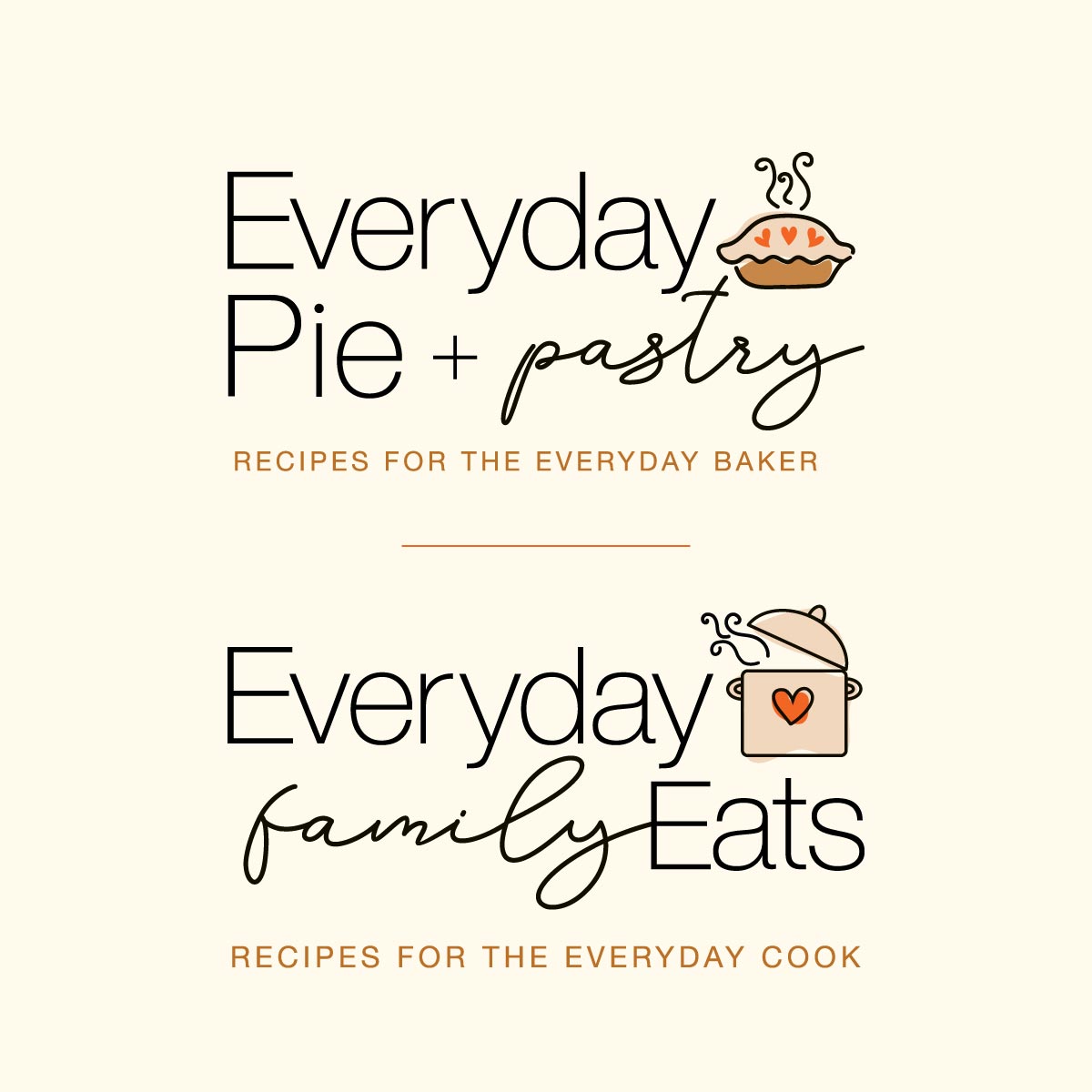 Both Logos Everyday Pie and Everyday Family Eats together full color