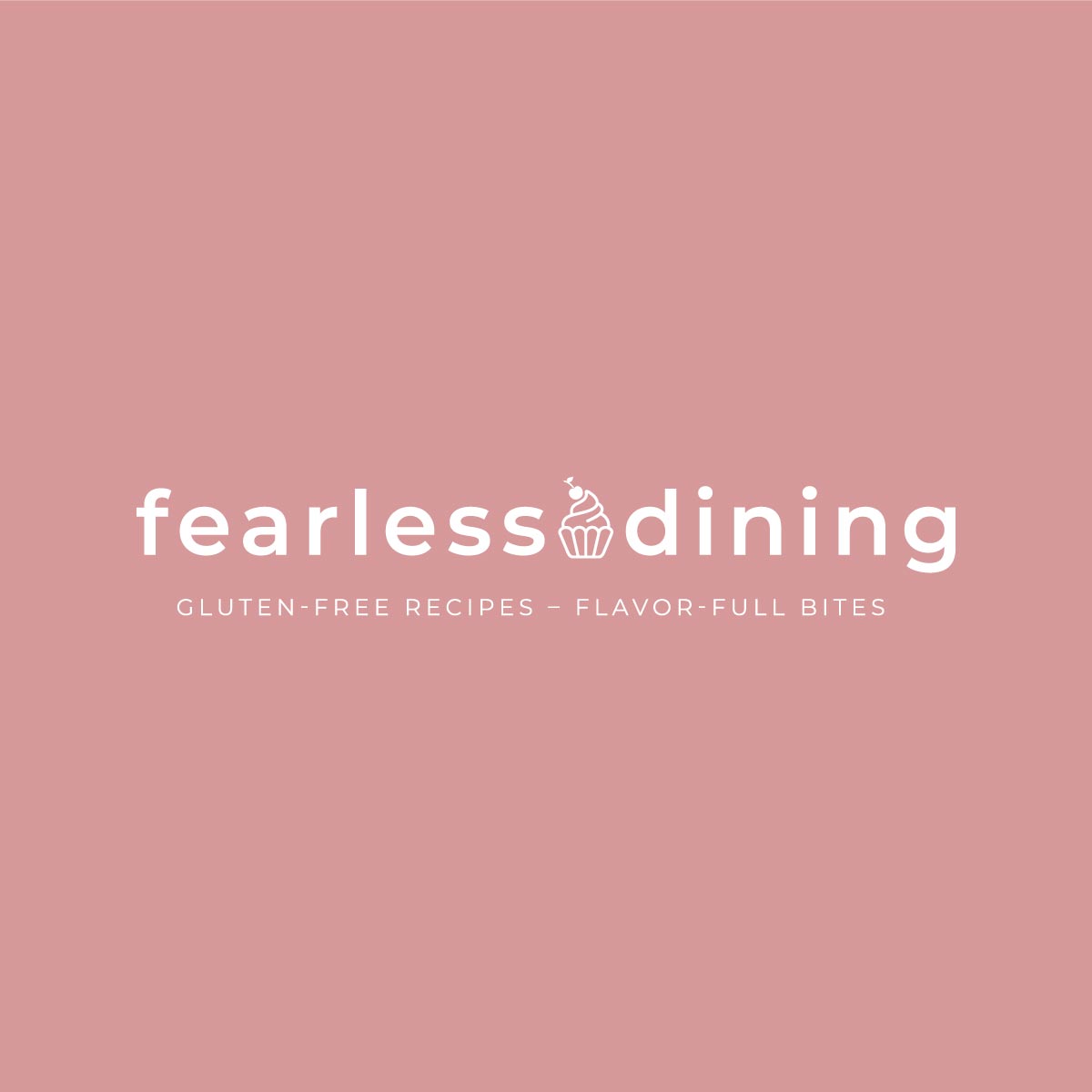 Fearless Dining Main Logo White on pink background