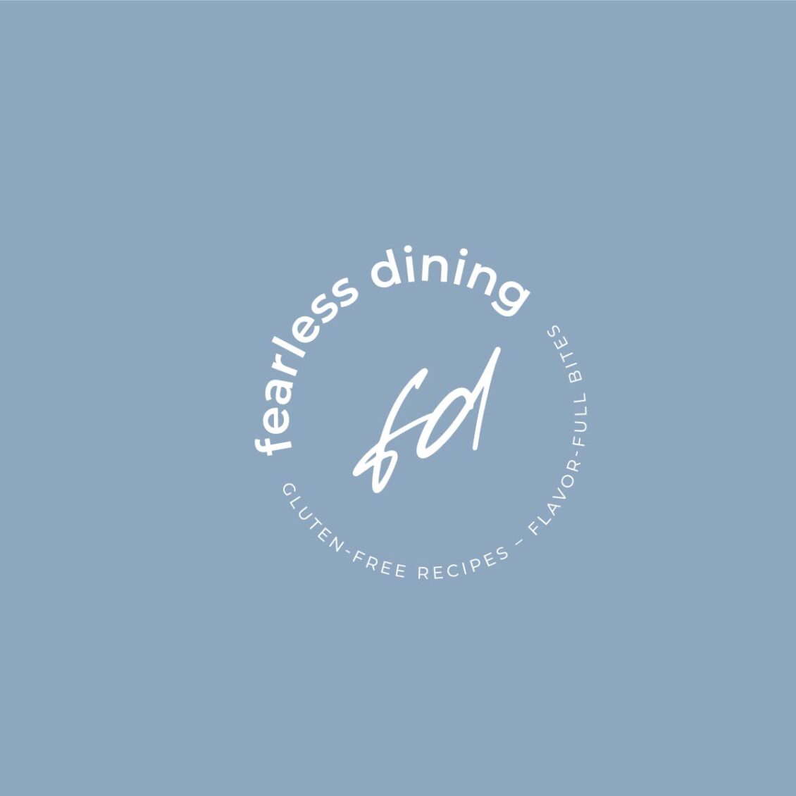 Fearless Dining Submark Logo 2 White on bark background