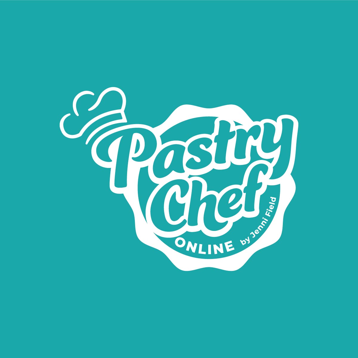 Pastry Chef Online Alternate Logo White on dark background