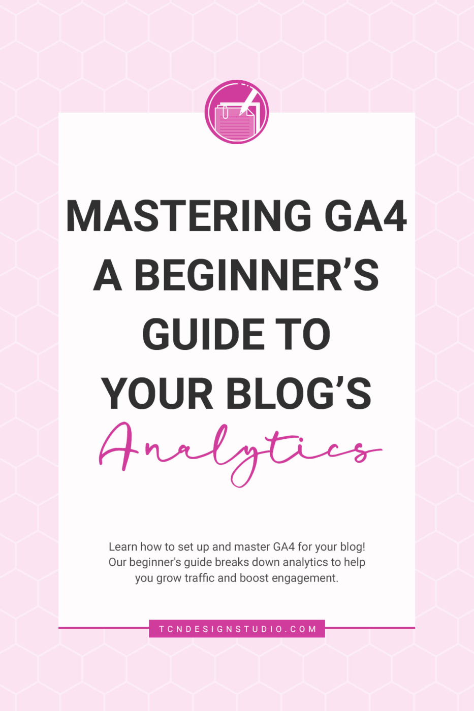 Mastering GA4: A Beginner’s Guide to Your Blog’s Analytics. cover image solid color with title text overlay